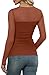 XIEERDUO Womens Fall Fashion 2025 Mesh Long Sleeve Shirts for Women Sexy Tops Ruched Going Out Outfits for Women Caramel S