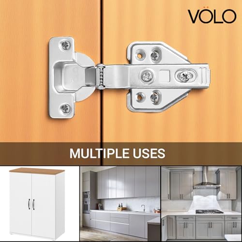 Image of VOLO Cabinet Hinges, Set of 1 (2 Pieces) for Furniture, Wardrobes, Doors, and Storage Units | (2D Soft Close (Stainless Steel), 0 Crank | Full Overlay)