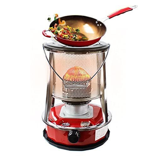 Suwooy Portable Petroleum Stove,Indoor Kerosene Heater Without Electricity,Kerosene Stove With Storage Bag and 5 Wicks,Paraffin Stove Burner for Outdoor Camping Patio Tent Hiking Deck,4.6L-Red