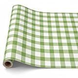 Tinlade Green White Gingham Paper Table Runner...
