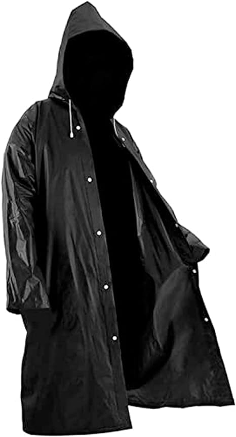 Hafif Taşınabilir Yağmurluk, Tekrar Kullanılabilir Unisex Yağmurluk,Uzun Panço Kadın Erkek Açık Ceketler Kapüşonlu Yağmurluk Eva Kumaş Yürüyüş, Kamp, Bisiklet için En İyisi, siyah, One Size