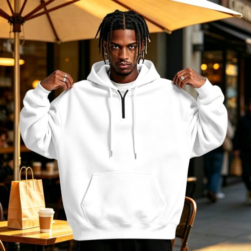 Fleece Hoodie Men Comfy Quarter Zip Pullover Sweatshirt Sweat Shirts - image 2