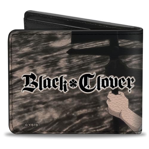 Crunchyroll Wallet, Bifold, Black Clover Black Asta Charging Pose and Title Logo, Vegan Leather2