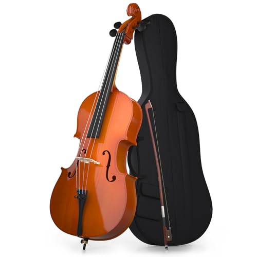 Cello 4/4 Kit, Full Size Cello for Adults, Beginners, Students, Complete Acoustic Cello Instrument...
