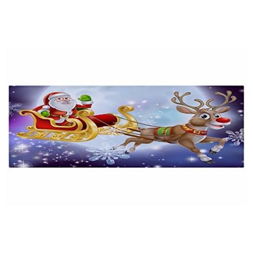 A.Monamour Style De Dessin Animé Père Noël sur Traîneau avec Renne Vacances De Noël Impression Flanelle Tapis De Bain Zone Tapis Paillassons pour L'Entrée De Manière À L'Extérieur À L'Intérieur