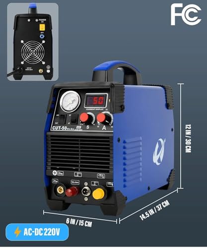 Plasma Cutter, 50Amp Non-Touch Pilot Arc Plasma Metal Cutter Machine, Plasma Cutting Equipment with 220V DC Inverter IGBT, Cutting Power Up to 18 MM, PT/2T/4T/PA Function