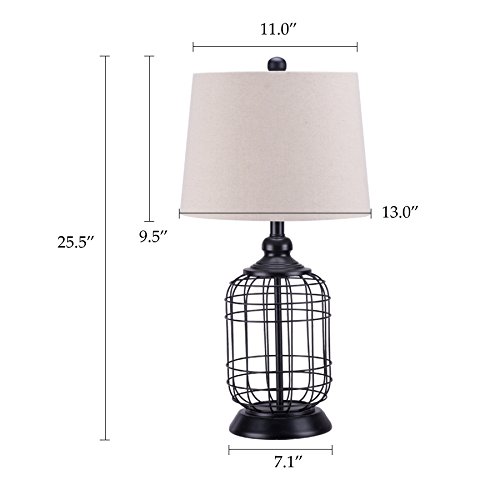 image for CO-Z Modern Black Birdcage Base Table Lamp, Industrial Anti-Rust Metal