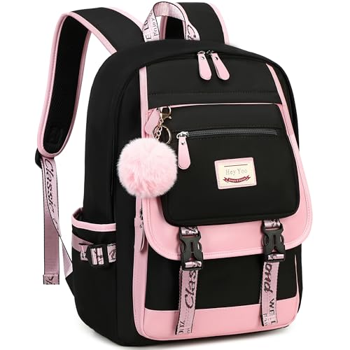 Hey Yoo School Backpacks for Girls Backpack with Lunch Box Teen Girl Bookbag Set Cute School Backpack for Girls (Pink)2