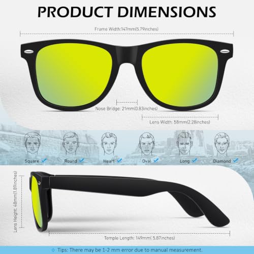 Image of Sunier Polarized Sunglasses for Men and Women, Retro Square Matte Finish UV400 Protection Shades for Driving, Fishing