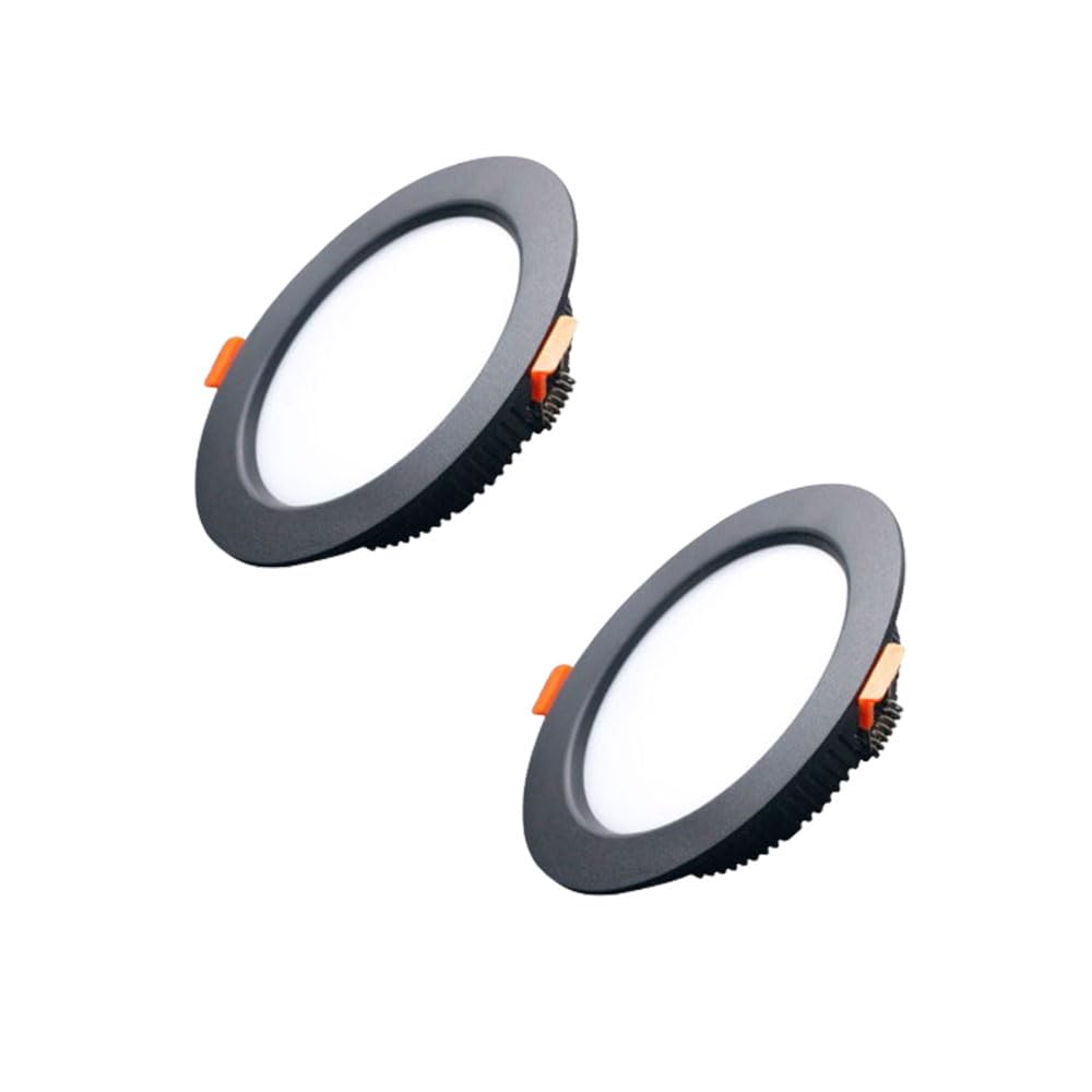Zestaw 2 Lamp Wpuszczanych Led | 3000K/4000K/6000K Do Wyboru, Ultracienkie Lampy Sufitowe, Bezświetlówkowe Oświetlenie Punktowe | Okrągły, Smukły Panel Oświetleniowy - Cz,15w-6000K