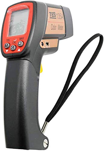 Side view of the TES-135A Color Meter with wrist strap and control buttons