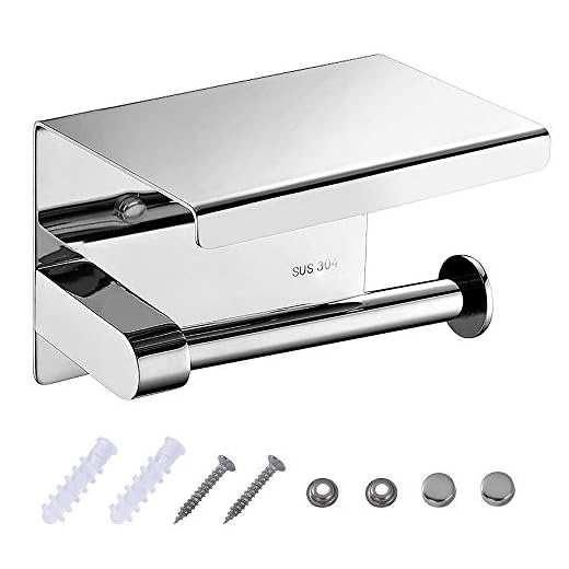 Portarrollos para Papel Higiénico Acero inoxidable SUS304 Soporte Papel WC Montado en la Pared Porta Rollos de Papel Higienico con el Teléfono Móvil Estante de Almacenamiento para Baño y Cocina