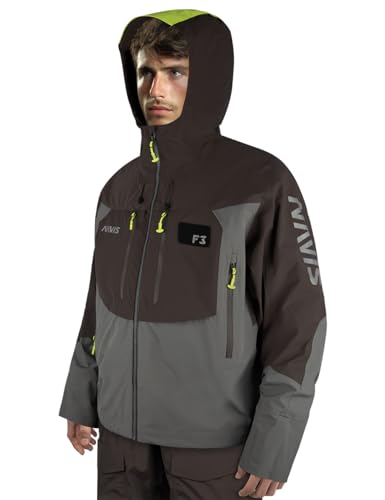 Navis Marine Men's Coastal & Fishing Jacket - 3L-GORE PRO-TEX Waterproof, Lightweight Wading Rain Gear with High-Vis Safety Trim(GREY,M)