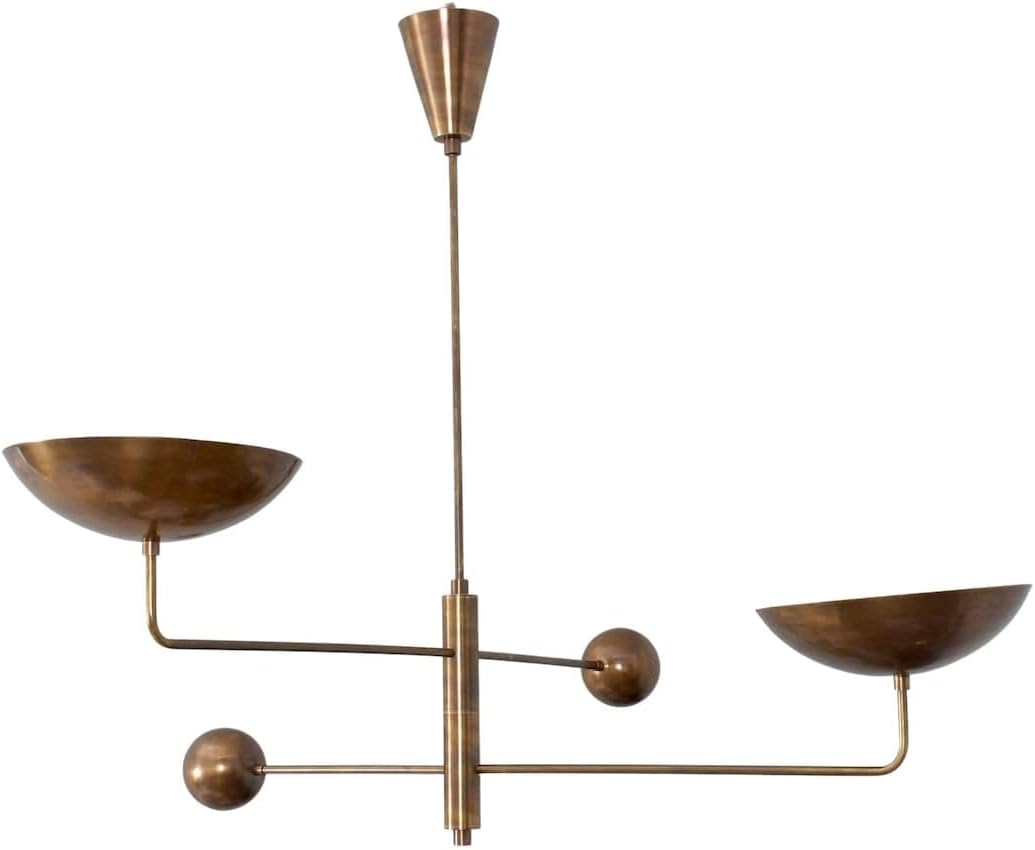 2 Light Curved Pendant Mid New Modern Raw Brass Chandelier Light Fixtures