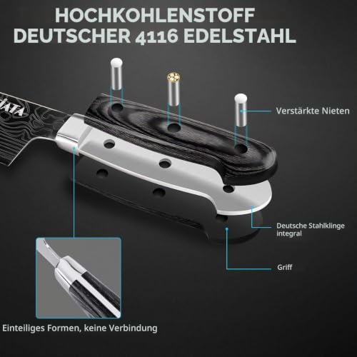 MOSFiATA Kochmesser Gyutou Messer 25 cm Fleischmesser Scharfes Küchenmesser – Ansicht 4