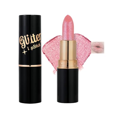 Image of Metallic Shine Glitter Lipstick | Nude Pink Matte Finish | Long Lasting & Waterproof Highly Pigmented Lip Color for Women