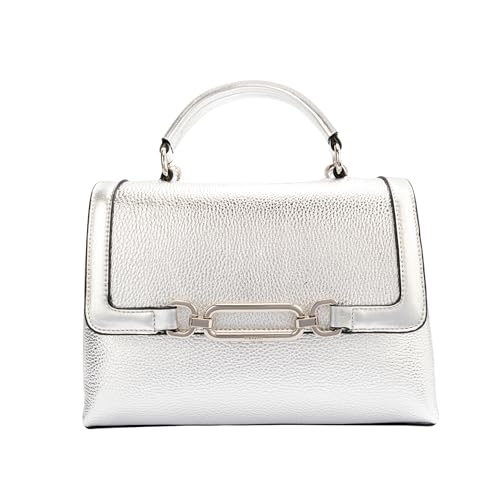 Image of Fiorelli Women's Emilia Hardware Top Handle Bag, Stylish & Classic Design, Grab Handbag with Crossbody Strap, Faux Leather, Silver