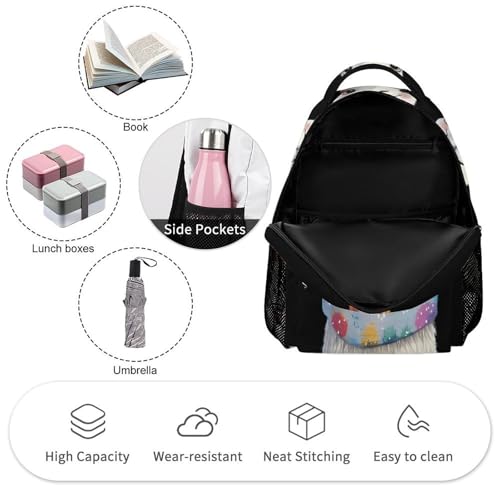 Cute Llama in Winter Travel Backpack Casual Daypack Shoulder Bag with Adjustable Shoulder Straps3