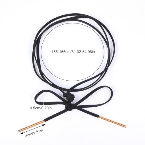 1 Pcs Black Choker Necklace for Women, Gothic Bow Choker, Velvet Choker with Gold Tube, Neck Chokers Long Wrap Rope Collar Tie Neck Chain, Neck Accessories for Party Prom2