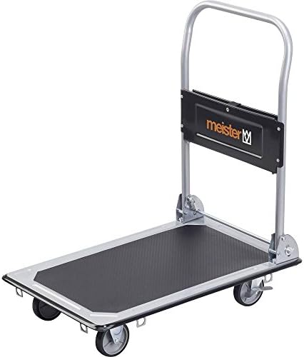 Meister Transportwagen – bis 150 kg Tragkraft – klappbar | Ladefläche 730 x 470 mm – Feststellbremse – Antirutsch-Beschichtung – 6 Spanngurt-Ösen – Stahl-Ausführung