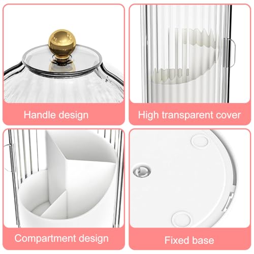 Image of MAYCREATE Makeup Brush Holder Organizer with Lid, 360 Rotatable Makeup Brushes Storage Case, Dustproof Clear 3-Grid Cosmetic Organizer Stand for Vanity Desktop Bathroom