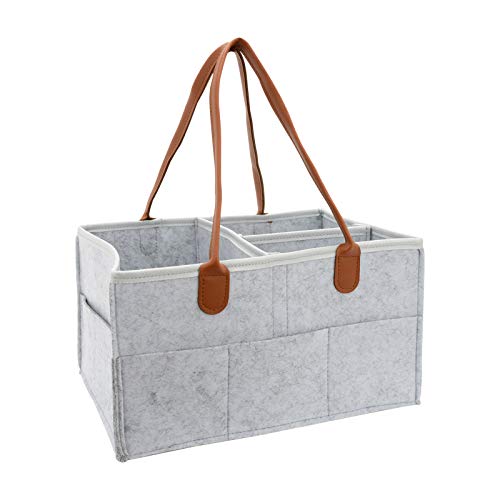 Image of MorNon Baby Diaper Caddy Organizer Storage Basket, Large Nursery Holder Tote, Neutral Baby Stuff, Baby Shower Gifts Registry Must Haves, Newborn Essentials(Gray)