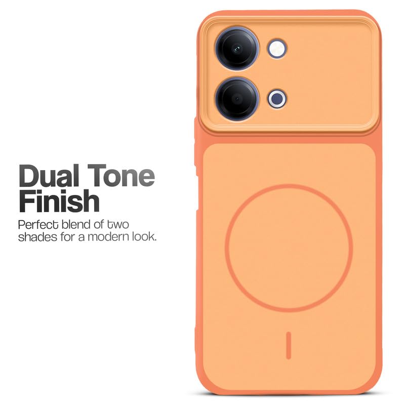Image of Mr. Case Back Cover for Vivo Y11 5G | Ring Design Protective Case with Camera Cut Protection | Anti Slip Grip | Shockproof Mobile Cover - Orange
