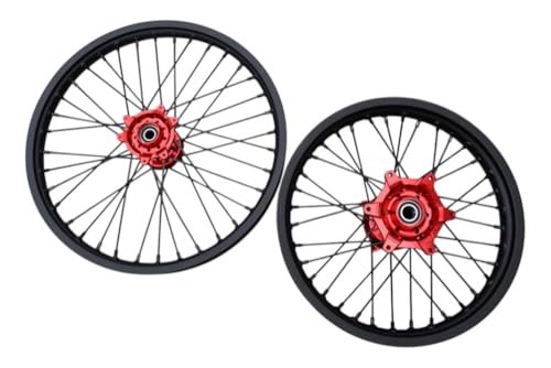avdb-moto Paar Felgen/Komplett Vorne Hinten 21" / 18" kompatibel mit HONDA CR 125 R CR125R 2002-2003, CR 125 R CR125R 2004-2005, CR 125 R CR125R 2006-2007, CRF 250 R CRF250R 2004-2013 Enduro (Rot)