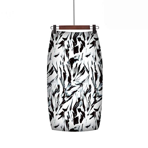 KHJH Femme Jupe, Pencil Skirts for Women Abstract Geometry Print White Black Back Hem Split Skirt Sexy Knee-Length High Waist Skirts for Summer Office School Party,XXL Cover
