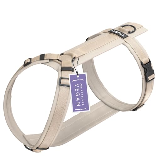 STUCH Y-Hundegeschirr gepolstert & verstellbar – formstabiles, Robustes Nylon Geschirr für kleine & große Hunde – 100% Vegan & PETA Zertifiziert, Farbe:Beige, Größe:M