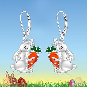 Sterling Silver Easter Bunny Pineapple Shamrock Cardinal Turkey Cat Pumpkin Bat Snowman Hummingbird Bulldog Flamingo Earrings for Women