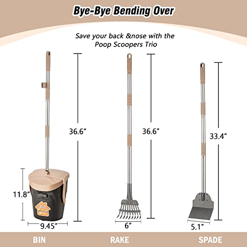 Pooper Scooper Large Swivel Bin,Heavy Duty Metal Rake&Spade For Large & Small Dogs Non-Breakable Dog Poop Scooper With 20 Waste Bags Easy To Clean Pet Waste Use On Grass, Dirt Or Gravel - Pet Supplies #TOP6