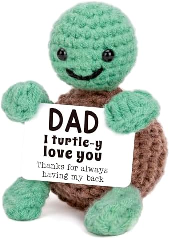 Funny Turtle from Daughter Son Wife, Birthday Gifts for Dad Presents, Handmade Emotional Positive Crochet Turtle - View 3