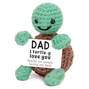 Funny Turtle from Daughter Son Wife, Birthday Gifts for Dad Presents, Handmade Emotional Positive Crochet Turtle