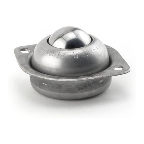 Hudson Bearings LPBT-1 Two-Hole Low Profile Flange Mounted Ball Transfer, Carbon Steel, 1" Diameter, 75 lbs Load Capacity (Case of 10) Cover
