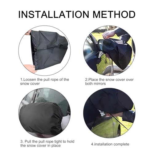 Image of 2 PCS Car Rearview Mirror Snow Shield, 210D Silver-Coated Oxford Cloth Adjustable Clip-on Reflector Guard, Rearview Mirror Dust Protective Cover, Universal for Most Cars (Black)