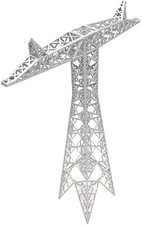 Miniature Electric Transmission Tower Model, 10.7 inch Height, T-Shaped Design, Silver ABS Construction