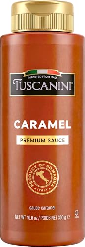 Tuscanini Italian Premium Caramel Sauce, 8.8 oz | Made in Italy | Dairy-Free Gourmet Syrup for Coffee, Caramel Macchiatos, Apples & Desserts | Squeeze Bottle