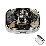 Pillendose, klein, Medizin-Organizer mit 2 Fächern, gepunktet und Hunde...