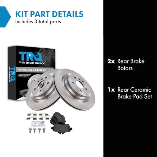 Image of TRQ Rear Brake Pad & Rotor Set Ceramic Compatible with 2013-2015 Mercedes-Benz ML350 2014 ML550 2015 ML400 2016 GLE300d 2016-2018 GLE350 2016-2017 GLE400 2016 GLE450 AMG 2017-2018 GLE43 AMG GLE550e
