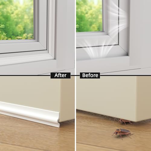 196 Inch Window Draft Stopper Foam Seal Strip,Self-Adhesive Door Weather Stripping for Door Frame Seal,Soundproofing Window Insulation for Winter,Door Gap Filler for Noise Blocker,White - Thumbnail 2