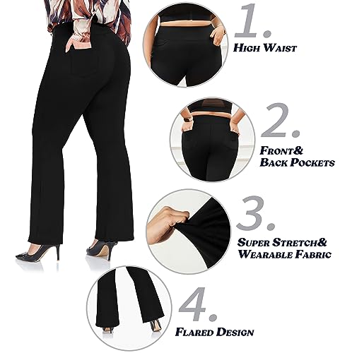 FOREYOND Womens Plus Size Yoga Pants High Waisted Casual Pants Bootcut Flared with Pockets4