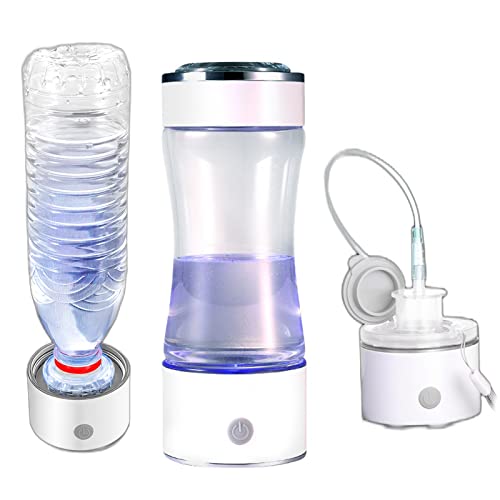 Botella Agua Rica hidrógeno, generador portátil Agua con hidrógeno, ionizador con tecnología SPE y PEM Que Aumenta Contenido hidrógeno hasta 1300-1600 PPB con Kit inhalación H2, Adaptador Agua Mine