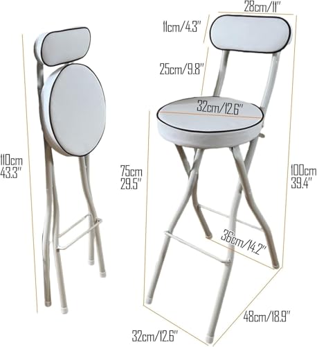 Tabouret de bar pliable confortable 75cm blanc pour éviter le mal de dos - 4