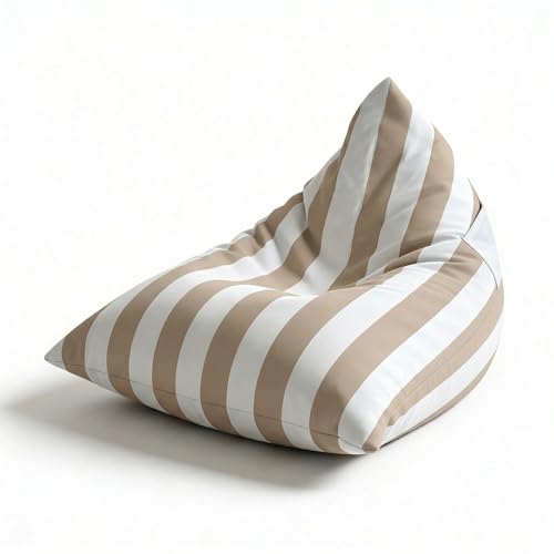 Aiire Puff Exterior Jardín con Relleno Incluido - Tejido Olefina Premium, Desenfundable y Lavable - Sofá Exterior para Playa, Terraza o Piscina - Bean Bag Chair Ligero Beige [75x65x55 cm]