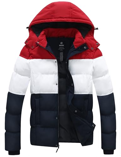 Image of Wantdo Men's Hooded Winter Coat Warm Puffer Jacket Thicken Cotton Coat with Removable Hood | 10000mm Waterproof,Removable Hood,Windproof,Outside Work,Gift for Men,Machine Washable,Quilted