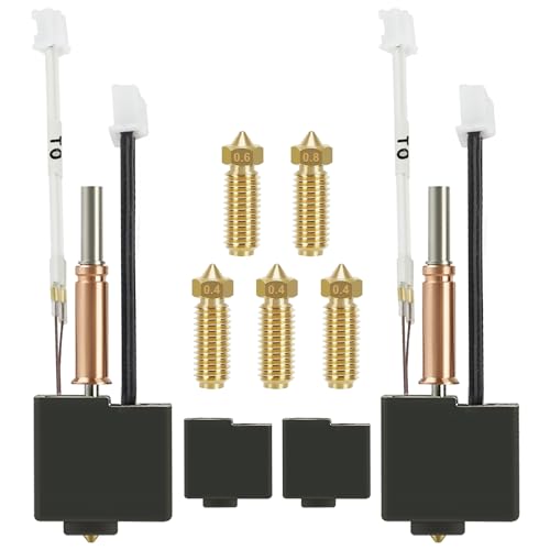 HIKUDIY Kobra 3 V2/Kobra 3 Hotend Extruder Print Head Hot End Kit with Extra 5PCS Brass Nozzle Tips & 2PCS Silicone Sock for ANYCUBIC Kobra 3/Kobra 3 V2 Combo 3D Printer
