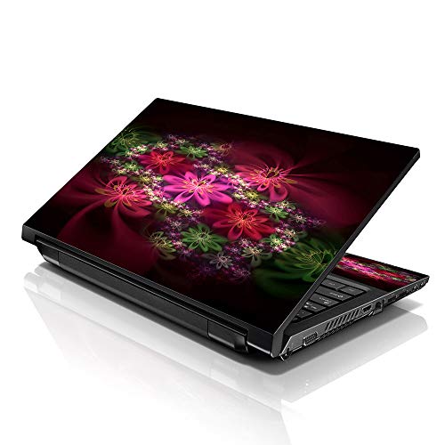 Image of LSS 17 17.3 Inches Laptop Notebook Skin Sticker with 2 Wrist Pads - Reusable Cover Protector Vinyl Sticker Cover Decal Fits 17 inch - 19 inch HP Asus Acer Samsung - Black Floral Pattern