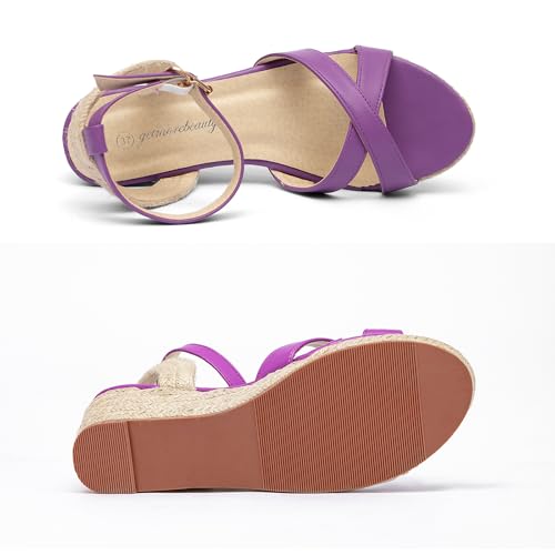 getmorebeauty Women's Espadrilles Wedge Sandals Crisscross Elastic Open Toe Buckle Ankle Strap High Heels Platform Dressy Shoes3