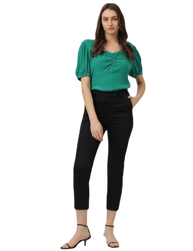 Womens Solid Mid Rise Slim Fit Trouser-image-22